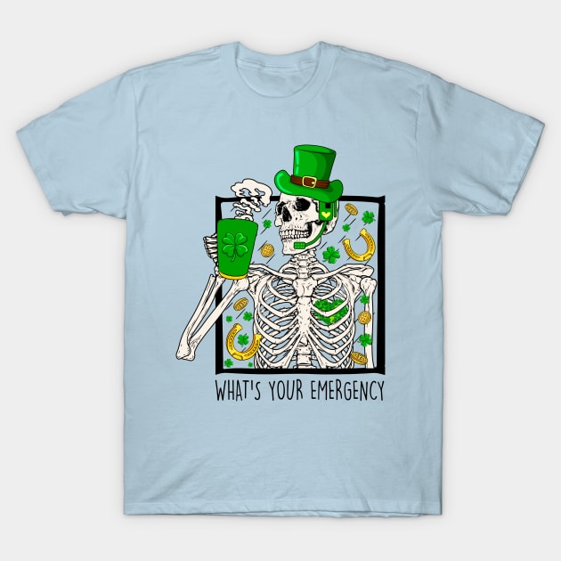 St Patrick's Day Dispatcher 911 First Responder Gift for Thin Gold Line Dispatch Operators T-Shirt by Shirts by Jamie